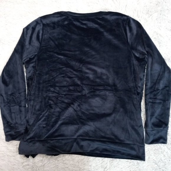 Anybody Womens Shirt Top Blouse‎ Blue Medium Velour Side Detail Pullover - Picture 2 of 10